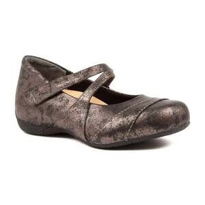 NEW ZIERA women's xray w mary jane shoes in pewter metal leather